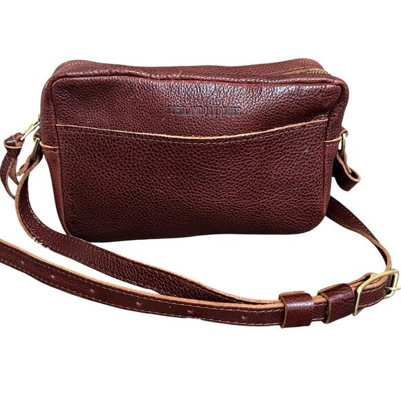 Portland Leather Handbags - Portland Leather Large Brown Nutmeg Pebbled Leather Camera Bag Purse Crossbody